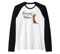 Bengal Cat Mom I Mama Family Pet Friend for Men Women Camiseta Manga Raglan