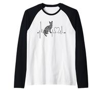 Bengala Cat Heartbeat EKG Funny I Love My Bengala Cats Camiseta Manga Raglan