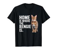 Bengala Cat Lover & Owner Funny Home is Where The Bengie Is Where The Bengie Camiseta gráfica económica, Hombre, Negro, S