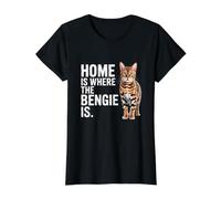 Bengala Cat Lover & Owner Funny Home is Where The Bengie Is Where The Bengie Camiseta gráfica económica, Mujer, Negro, S
