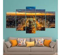 BENGOOD 5 Piezas Lienzos Cuadros Pinturas 5 Pieza Cuadro en Lienzo Buenos Aires Skyline De Noche Póster HD Impresión Moderna Pared Arte Cuadros para Dormitorio Decoración del Hogar Regalo Marco