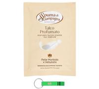 Beni Culinari - Lote de 10 botes de espuma de champaña con talco perfumado - Piel suave y aterciopelada sobre de 75 g + llavero de regalo