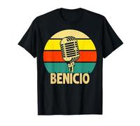 Benicio - Micrófono Retro con Nombre, música Divertida de los años 80, Estilo Vintage Camiseta
