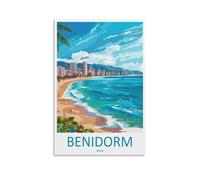 Benidorm - Lienzo decorativo para pared, diseño de amantes de España, para sala de estar, dormitorio, baño, oficina, decoración del hogar, 50 x 75 cm