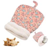 BENIGHTY Cozy Pet Nest For Cats and Dogs, Warm Semienclosed Soft Plush Large Cat Sack Bed, Winter Sleeping Bag for Indoor Pet (Pink,18 * 22 in(Big Cats))