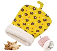 BENIGHTY Cozy Pet Nest For Cats and Dogs, Warm Semienclosed Soft Plush Large Cat Sack Bed, Winter Sleeping Bag for Indoor Pet (Yellow,14 * 18 in (Small Cats))