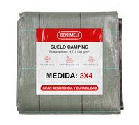 BENIMELI Suelo de Camping 3x4 M - Alfombra de Lonas de Exterior Multiusos Anti UV - Cobertura Piscina Protector con Ojetes - Malla de Ocultación Jardín - Ideal Accesorios Camping - 130gr/m² - Verde