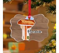 Benin - Adornos de Navidad, diseño de arquitectura, mapas de construcción, arte escénico, rústico, recuerdo, discos acrílicos transparentes, impresión artística de la nación, colgante de regalo para