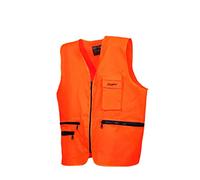 BENISPORT Chaleco Naranja fluoresente Basic Line - Chaleco de Alta Visibilidad para Caza - Bolsillo portablas (Talla 2XL)