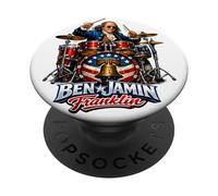Benjamin Franklin Drummer Patriotic Rock Legend Design! PopSockets PopGrip Adhesivo