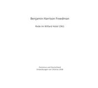 Benjamin Harrison Freedman Rede im Willard Hotel 1961: Zionismus und Deutschland Entwicklungen von 1916 bis 1938