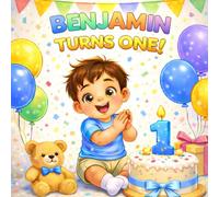 Benjamin Turns One: A Personalized First Birthday Book - Milestone Page Included (Three Hearts Personalized Baby Name Books (Benjamin))