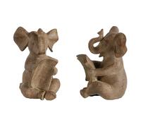 Benjara Ari Juego de 2 sujetalibros que leen estatuillas de elefantes marrn clsico