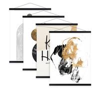 Benjia 4 Set Carril magnético para pósteres, marco magnético A1 61x91.5 marcos de madera para pósteres barra para pósteres colgadores de póster para imprimir obra de arte (61cm, Negro, 4 paquetes)