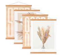 Benjia 4 Set Carril magnético para pósteres, marcos de póster magnéticos A0 de madera, barra de pósteres, colgadores de pósteres para imprimir obras de arte (84 cm, madera de teak, 4 paquetes)