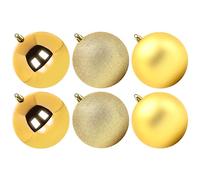 Benjia - Adornos de Navidad de tamaño extragrande para exterior, bolas de plástico navideñas irrompibles, decoraciones para colgar en el jardín, patio o árbol (100 mm, dorado, 6 piezas)