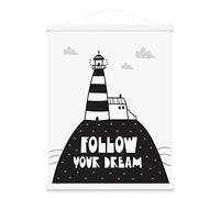 Benjia Barra magnética para pósteres, de madera, para B2, 50 x 70 cm, marco de póster, colgador para obras de arte impresas (50 cm, blanco)