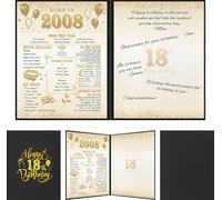 Benjia Decoración de cumpleaños número 18, tarjeta de cumpleaños, libro de firmas de invitados para niños y niñas, póster nacido en 2008, libro de visitas del Reino Unido, tablero de firma de 18 años