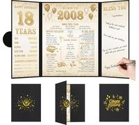 Benjia Decoración de cumpleaños número 18, tarjeta de cumpleaños, libro de firmas de invitados para niños y niñas, póster nacido en 2008, libro de visitas del Reino Unido, tablero de firma de 18 años