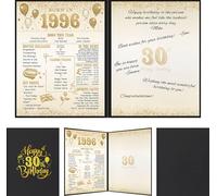 Benjia Decoración de cumpleaños número 30, tarjeta de cumpleaños, libro de firmas de invitados para mujer y hombre, póster nacido en 1996, libro de visitas del Reino Unido, tablero de firma de 30 años