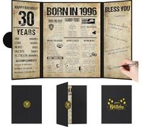 Benjia Decoración de cumpleaños número 30, tarjeta de cumpleaños, libro de firmas de invitados para mujer y hombre, póster nacido en 1996, libro de visitas del Reino Unido, tablero de firma de 30 años