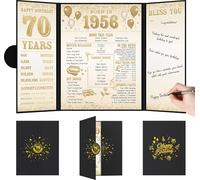 Benjia Decoración de cumpleaños número 70, tarjeta de cumpleaños, libro de firmas de invitados para mujer y hombre, póster nacido en 1956, libro de visitas del Reino Unido, tablero de firma de 70 años