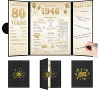Benjia Decoración de cumpleaños número 80, tarjeta de cumpleaños, libro de firmas de invitados para mujer y hombre, póster nacido en 1946, libro de visitas del Reino Unido, tablero de firma de 80 años