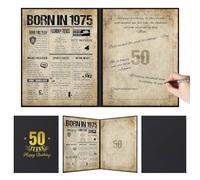 Benjia Libro de firmas para invitados de 50 cumpleaños para hombres y mujeres, regalo de libro de visitas del Reino Unido, regalo vintage de cumpleaños de 50 años, tarjeta de certificado, decoraciones
