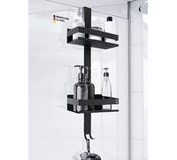 BENKSTEIN Estante de ducha para colgar, color negro, estantería de ducha con 2 cestas de ducha para colgar, ahorra espacio, cesta de ducha, estante de ducha de acero inoxidable, soporte para champú