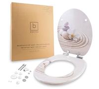 Benkstein Tapa de inodoro con descenso suave Beige Bliss - Asiento de inodoro antibacteriano - Liberación rápida para facilitar la limpieza - Fácil montaje - Duroplast - Extraíble - Soporta hasta 150