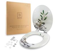 Benkstein Tapa de inodoro con descenso suave, color gris suave, antibacteriano, liberación rápida para facilitar la limpieza, fácil montaje, termoendurecible, extraíble, soporta hasta 150 kg