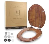 Benkstein Tapa de inodoro con descenso automático, madera flotante, antibacteriano, liberación rápida para facilitar la limpieza, fácil montaje, termoendurecible, extraíble, soporta hasta 150 kg