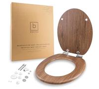 Benkstein Tapa de inodoro con descenso automático, madera flotante, antibacteriano, liberación rápida para facilitar la limpieza, fácil montaje, termoendurecible, extraíble, soporta hasta 150 kg