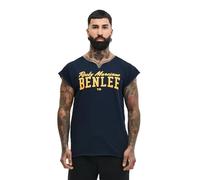 BENLEE Camiseta para Hombre de Corte Normal Edwards, Azul Marino Oscuro/Amarillo, S