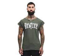 BENLEE Camiseta para Hombre de Corte Normal Edwards, Verde Oliva/Blanco, L