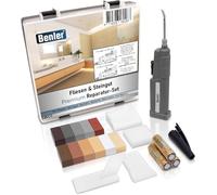 BENLER® Kit de reparación de azulejos con fuente 2 en 1 para baldosas, también apto para laminado, parquet y suelo de vinilo - Kit de reparación de 19 piezas (marrón/gris)