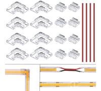 BENLUN 8MM 2PIN Conectores Tiras LED Enchufe 8 Piezas y Tiras LED Conector Angular L-Forma 8 Piezas para No Cableado Sin Soldadura SMD COB LED Luces Tira Ángulo o Conexión Extendida
