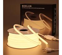 BENLUN Tira LED COB 220V Exterior Impermeable 20 Metros, 3000K Blanco Cálido Luces de LED 10W/M CRI 90+ Flexible Luz LED sin Transformador para Habitacion Techo, Decoración, Patio