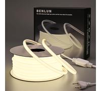 BENLUN Tira LED COB 220V Exterior Impermeable 20 Metros, 4000K Blanco Natural Luces de LED 10W/M CRI 90+ Flexible Luz LED sin Transformador para Habitacion Techo, Decoración, Patio