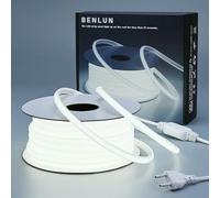 BENLUN Tira LED COB 220V Exterior Impermeable 20 Metros, 6000K Blanco Frio Luces de LED 10W/M CRI 90+ Flexible Luz LED sin Transformador para Habitacion Techo, Decoración, Patio