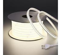 BENLUN Tira LED COB 220V Exterior Impermeable IP67 20 Metros, 4000K Blanco Natural Luces de LED 10W/M 480LEDs/M CRI 90+, Flexible Luz LED para Habitacion Techo, Decoración, Patio