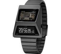 BENLYDESIGN Reloj de pulsera de metal único con pantalla OLED, reloj digital de metal único, pantalla de elevación para despertar, correa de acero inoxidable, Gris/Blanco, Moderno