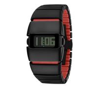 BENLYDESIGN Reloj de pulsera de metal único, relojes digitales de acero inoxidable para hombre, relojes Y2K para hombre, resistente al agua hasta 30 m, Negro, Rojo