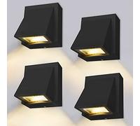 BENMA Lámpara de pared - 4 piezas, 8 W LED lámpara de pared exterior e interior, lámpara de pared blanco cálido 3000 K lámpara de pared exterior IP65 para dormitorio, salón, baño, negro