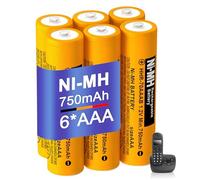 BENNTOP 6 pilas recargables Ni-MH AAA 750 mAh 1,2 V HHR-70AAAB AAA para teléfonos inalámbricos Panasonic Gigaset BT