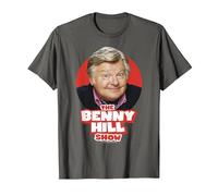 Benny Hill Show Comediante Sonrisa Texto Logo Camiseta, Hombre, Asfalto, M