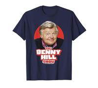 Benny Hill Show Comediante Sonrisa Texto Logo Camiseta, Hombre, Azul Marino, S
