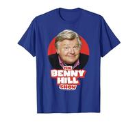 Benny Hill Show Comediante Sonrisa Texto Logo Camiseta, Hombre, Azul Real, S