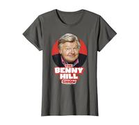 Benny Hill Show Comediante Sonrisa Texto Logo Camiseta, Mujer, Asfalto, XS