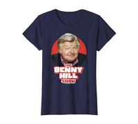 Benny Hill Show Comediante Sonrisa Texto Logo Camiseta, Mujer, Azul Marino, S